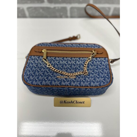 Michael Kors crossbody denim multi chain zip crossbody MK signature blue multi - Picture 7 of 9